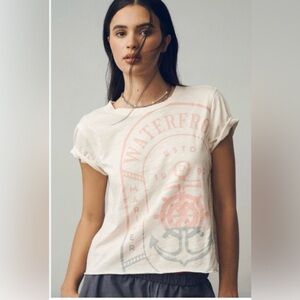 Anthropologie by Maeve Waterfront Ivory Graphic Tee